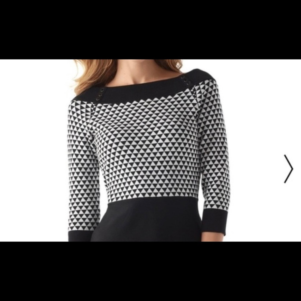 White House Black Market Black and White Geometric Knit Sweater
